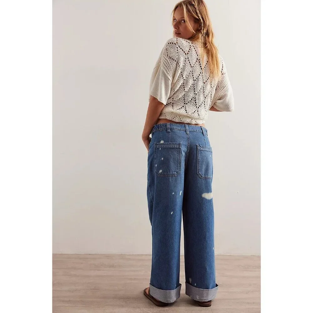 Free People Blue Wide-Leg Jeans - Picture 1 of 1